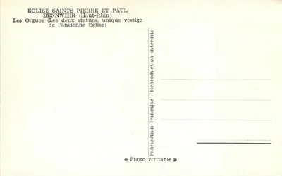 Órgãos da Igreja Santos Pedro e Paulo — Bennwihr (Haut-Rhin) — Editor não identificado — Verso