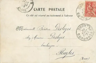 Bilhete postal antigo Le Neubourg (Eure) Cadeira da Igreja — Verso