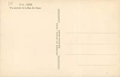 Baie des Anges — Widok ogólny — Wydawnictwo du Globe, Paryż — Rewers