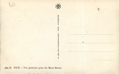 Nice — Ogólny widok z Mont-Boron — Cie des Arts Photomécaniques, Paryż — Rewers