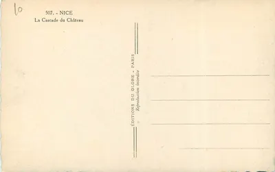 La Cascade du Château — Nice — Éditions du Globe, Paris — Rewers