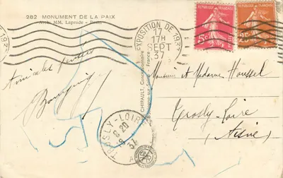 Monumento da Paz — Exposição Internacional de Paris 1937 — Savon — Verso