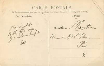 Royat w swoim gnieździe — widok wsi z zamkiem — Lib. Bougé-Béal, 21, Rue de l'Ecu, Clermont-Ferrand, nr 66 — Rewers