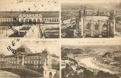 LYON — Gare des Brotteaux, Facultés de Droit et des Lettres, Panorama sur la Saône — E.C.L.