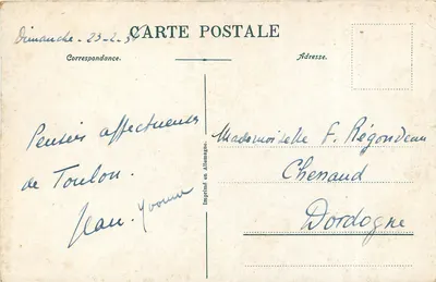 Toulon — Visão geral — Carta postal n°10 — Verso
