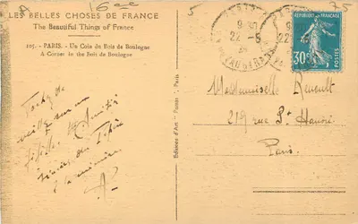 Paris - Um Canto do Bois de Boulogne — Éditeur Patras, n°105 — Verso