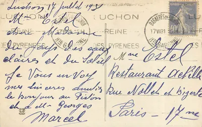 Luchon - Vallée d'Oueil - Vue sur la Haute Chaîne Frontière et les Glaciers — Les Pyrénées Centrales (1ère Série), éditée par Laboucha Frères, Teulouze — Verso