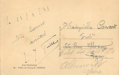 Wąwóz Ariège w MÉRENS — Pireneje — Arts Graphiques, Toulouse, nr 56 — Rewers