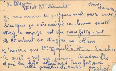 Le Mans — Vue panoramique (rive droite) — Éditeur Tunnell, n°14 — Verso