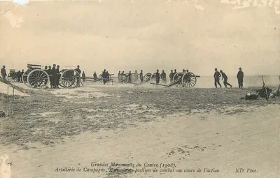 Bilhete postal antigo Grandes Manoeuvres du Centre (1908) Artillerie de Campagne Militaria