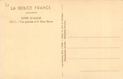 Widok ogólny Nicei i Wyspy Boron — Côte d'Azur — Éditions YVON — Rewers