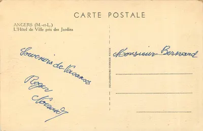 Angers (M.-et-L.) — Hotel de Ville z ogrodów — Héliogravure Combier, Macon — Rewers