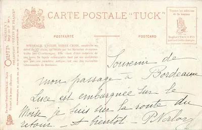 Bordeaux — Igreja de Santa Cruz — Tuck — Verso