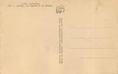 Abadia das Damas e a Trindade — Caen (Calvados) — Edições Artísticas e Publicitárias Caen — Verso