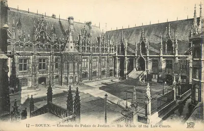 Bilhete postal antigo Rouen Conjunto do Palácio de Justiça