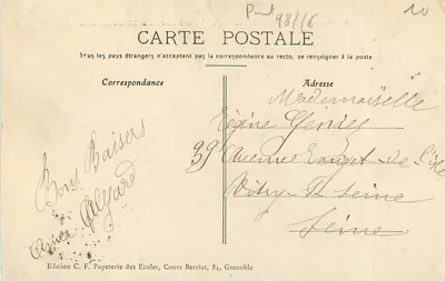 Brug van de Drac en het Moucheotte — Grenoble-Vienne — Uitgave C. F. Papeterie des Ecoles — Achterkant