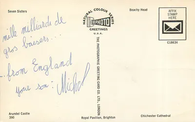 Sussex — White Cliffs, Royal Pavilion, Catedral de Chichester — Série Natural Colour, U.S.A. — Verso