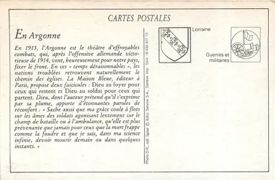 A missa ao ar livre na floresta da Argonne — La Maison Bleue, editora em Paris — Verso