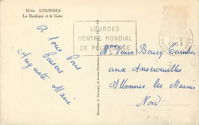 Lourdes — A Basílica e o Gave — Edição P. Doucet — Verso
