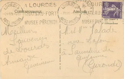 LOURDES — Widok Bazyliki i Ukrzyżowanej Panny Marii — LL. — nr 1771 — Rewers