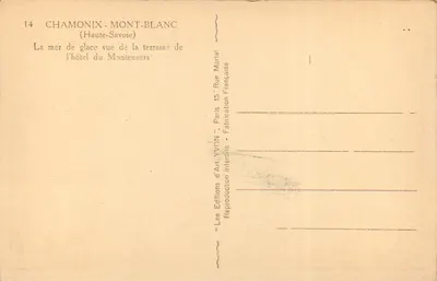 Il mare di ghiaccio visto dalla terrazza dell'hotel du Montenvers — Chamonix-Mont-Blanc — Edizioni d'Arte Yvon — Verso