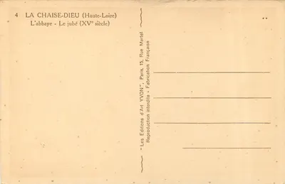 La Chaise-Dieu — Abpia — Jubé (XVe wieku) — Wydawnictwo Yvon, Paryż — Rewers
