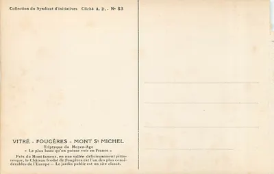 Fougères — Torre Surienne e rua do Castelo — Balzac « Les Chouans » — Verso