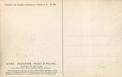 Kasteel van Fougères — Noordelijke cortine — Collectie van Syndicat d'initiatives - Cliché A.D. N° 66 — Achterkant