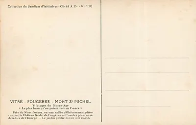 Fougères — Alrededor del Castillo — Colección del Syndicat d'initiatives - Cliché A. D. - N° 118 — Reverso