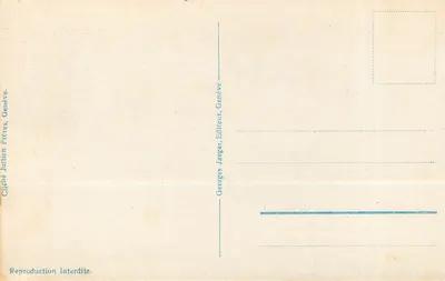 Ginevra. Ponte del Mont-Blanc e Jle J.J. Rousseau — n° 3017 — editore J.J. Rousseau — Verso