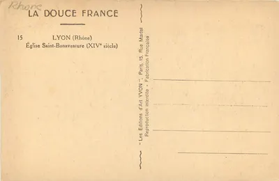 Iglesia de San Bonaventura — Lyon (Ródano) — Editor: Les Éditions d'Art Yvon, París — Reverso