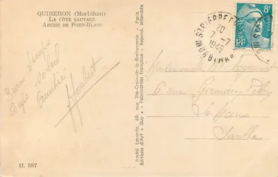 Quiberon (Morbihan) — Pobrzeże dzikie, arka Port-Blanc — Wydawnictwo Sztuki « Guy » — Rewers