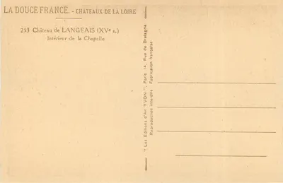 Schloss Langeais — Innenraum der Kapelle — Éditions d'Art YVON — Rückseite