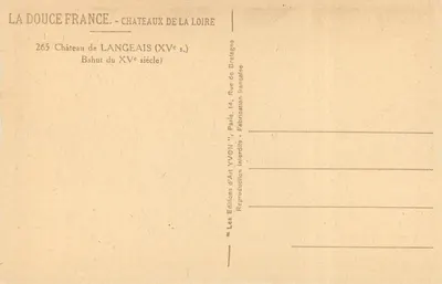 Castelo de Langeais — Bahut do século XV — Éditions d'Art Yvon, Paris — Verso