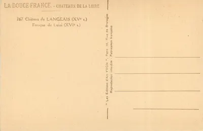 Castillo de Langeais — Fresco de Luini (siglo XVI) — Ediciones de Arte Yvon, París — Reverso
