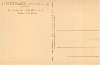 Château de Langeais — Façade sur les Jardins — Éditions d'Art YVON — Rewers