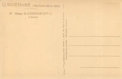 Castelo de Langeais — Século XV — Edições d'Art Yvon — Verso