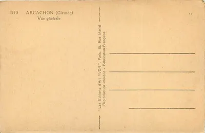 Stara pocztówka Arcachon Gironde Widok ogólny — Rewers