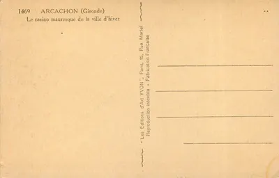Arcachon (Gironde) — O cassino mauriço da cidade de inverno — Edições de Arte Yvon — Verso