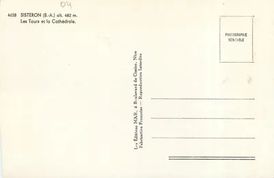 Sisteron (B.-A.) — Les Tours et la Cathédrale — Éditions MAR, Nice — Verso