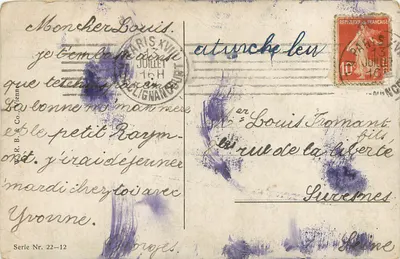 Bilhete postal antigo Árvores — Verso