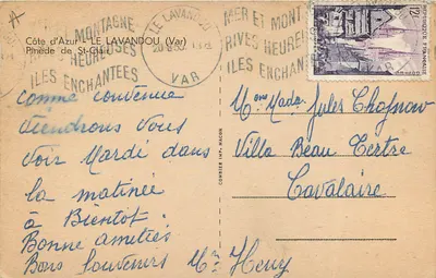 Côte d'Azur - Pinède de St-Clair — Le Lavandou (Var) — Éditeur Cim — Verso