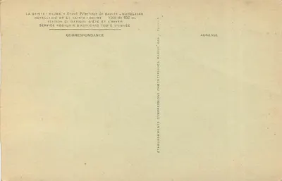 Święta Bauma — Wewnętrzne wnętrze jaskini — Hôtel de la Sainte-Baume, St-Zacharie (Var) — Rewers