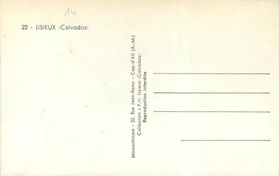 Santa Teresinha de Lisieux — Igreja do Rosário — Editor J.P.H. Lisieux (Calvados) — Verso