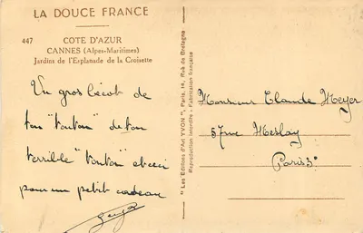 Cannes — Ogrody Esplanade de la Croisette — Éditions d'Art Yvon — Rewers