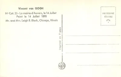 Urząd miasta Auvers — obraz Vincenta van Gogha — wydawnictwo Noïer — Rewers