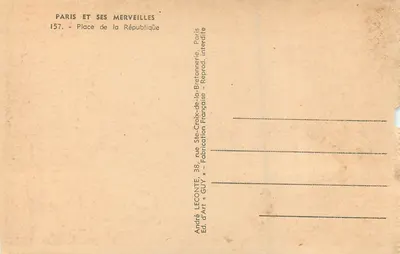 Place de la République — Paris — editor André LECONTE, n° 157 — Verso