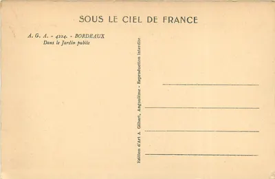 Patos em um jardim público — Bordeaux — Edição de Arte A. Gilbert — Verso