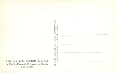 Castelo do Marais — Env. de St-Chéron (S.-&-O.) — M. Aube, edição 23, rua Lenôtre, Rambouillet — Verso
