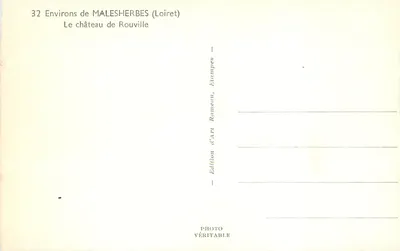 Zamek w Rouville — Otoczenie MALESHERBES (Loiret) — Wydawnictwo Artystyczne Rameau, Étampes — Rewers